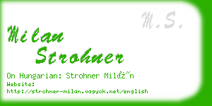 milan strohner business card